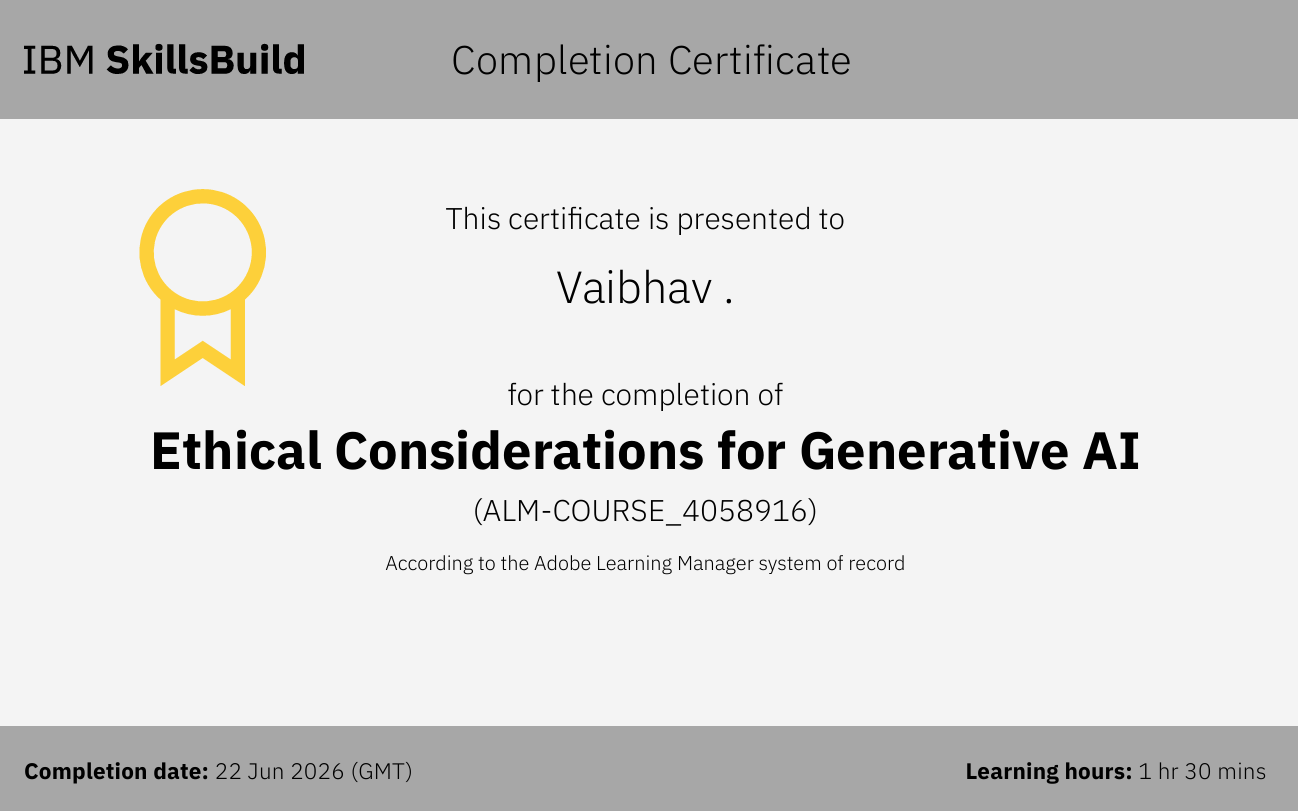 Ethical Considerations for Generative AI certificate
