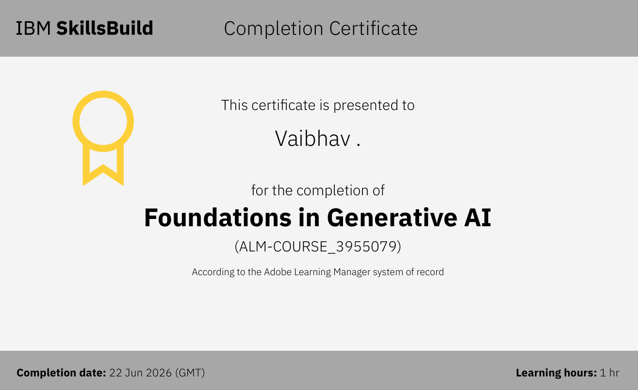 Foundations in Generative AI certificate