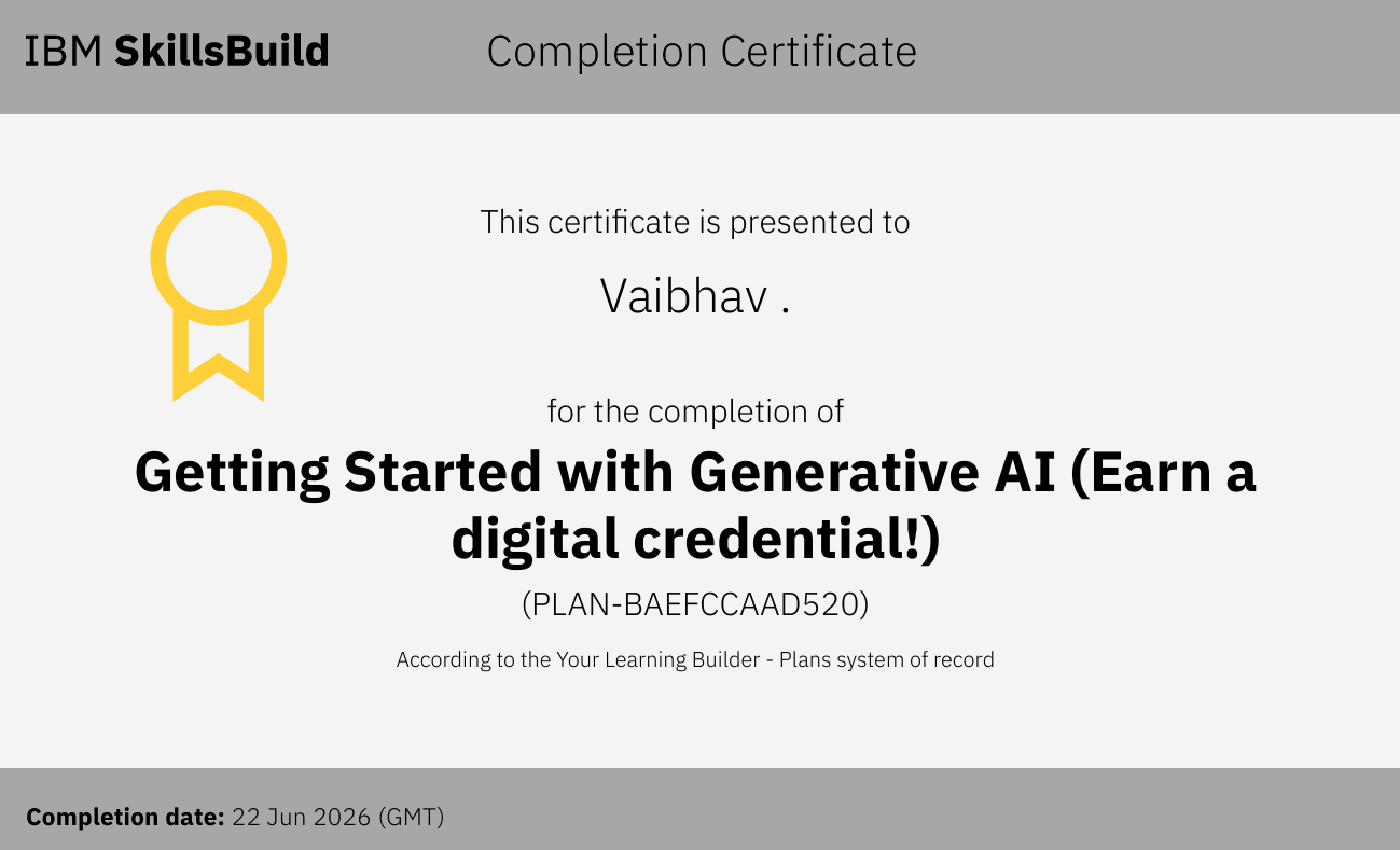 Getting Started with Generative AI certificate